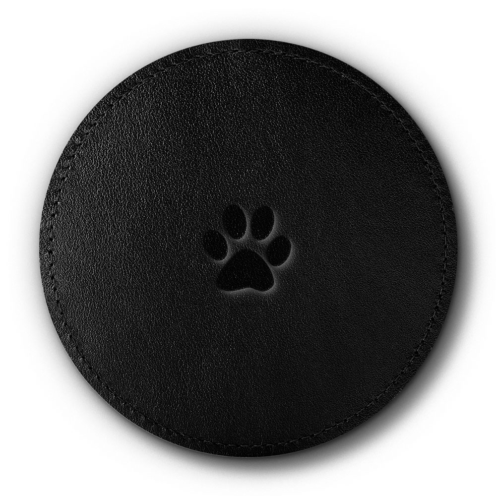 Leather coaster for a cup - Costa Black - Paw