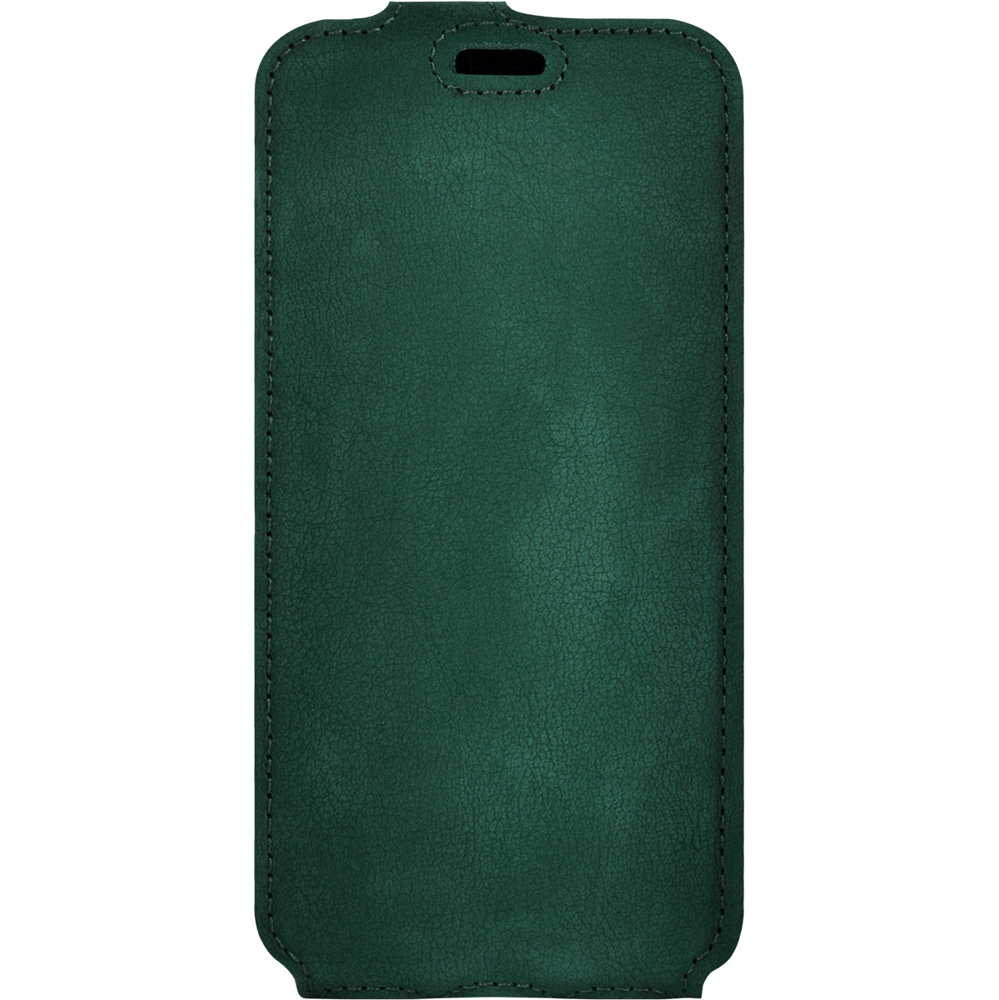 Natural leather Flip case - Nubuck Dark Green - Transparent TPU