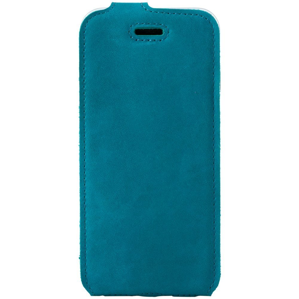 Natural leather Flip case - Turquoise - Transparent TPU