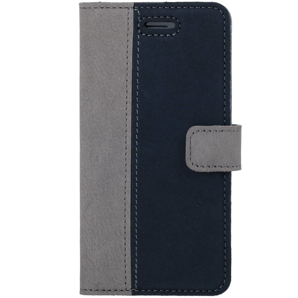 Wallet case Duo - Nubuck Gray and Navy Blue - Transparent TPU