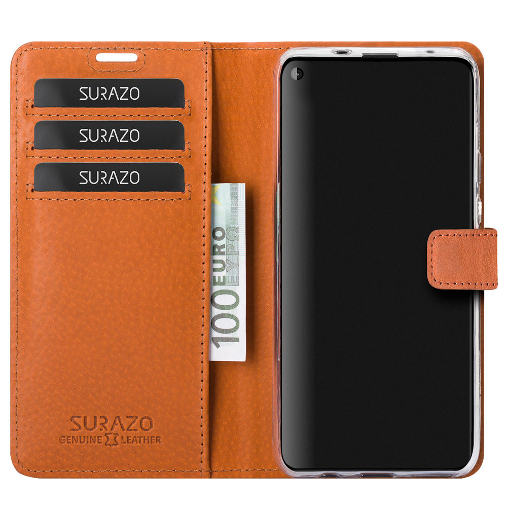 Wallet case - Nubuck Dark Orange - Transparent TPU