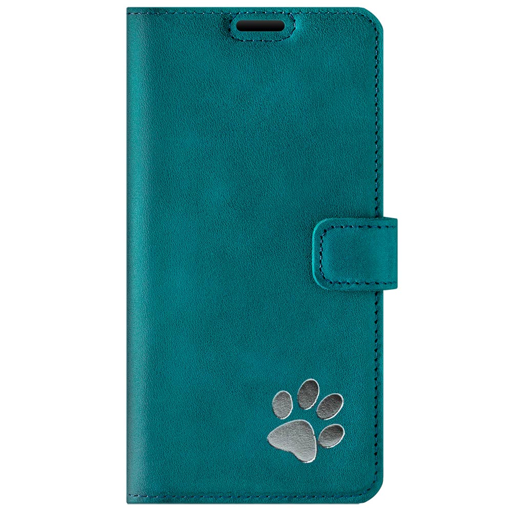 Wallet case -  Turquoise - Silver Paw - Transparent TPU