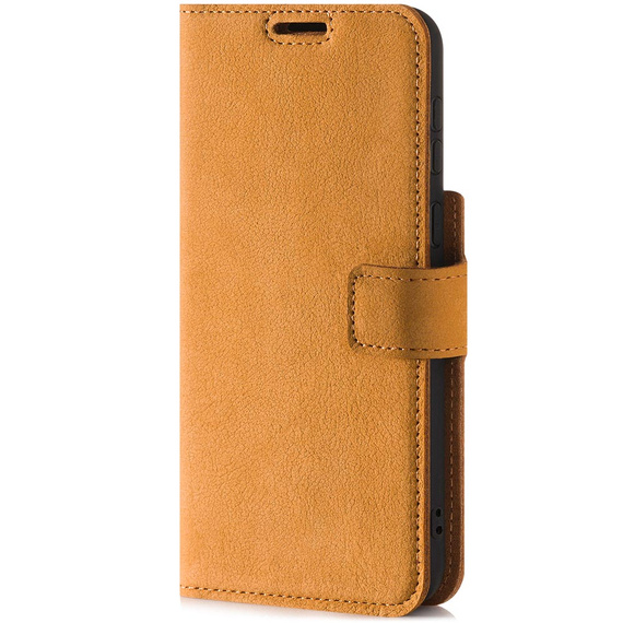 Genuine leather Kickstand Prestige RFID - Nubuck Camel - TPU Black