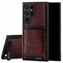 Genuine leather Back case with stand - Ornament Burgund - TPU Black
