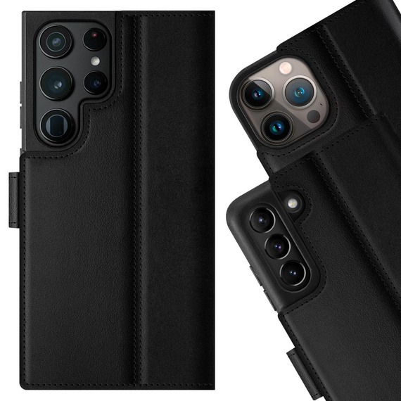 Genuine leather Kickstand Premium RFID - Costa Black - TPU Black